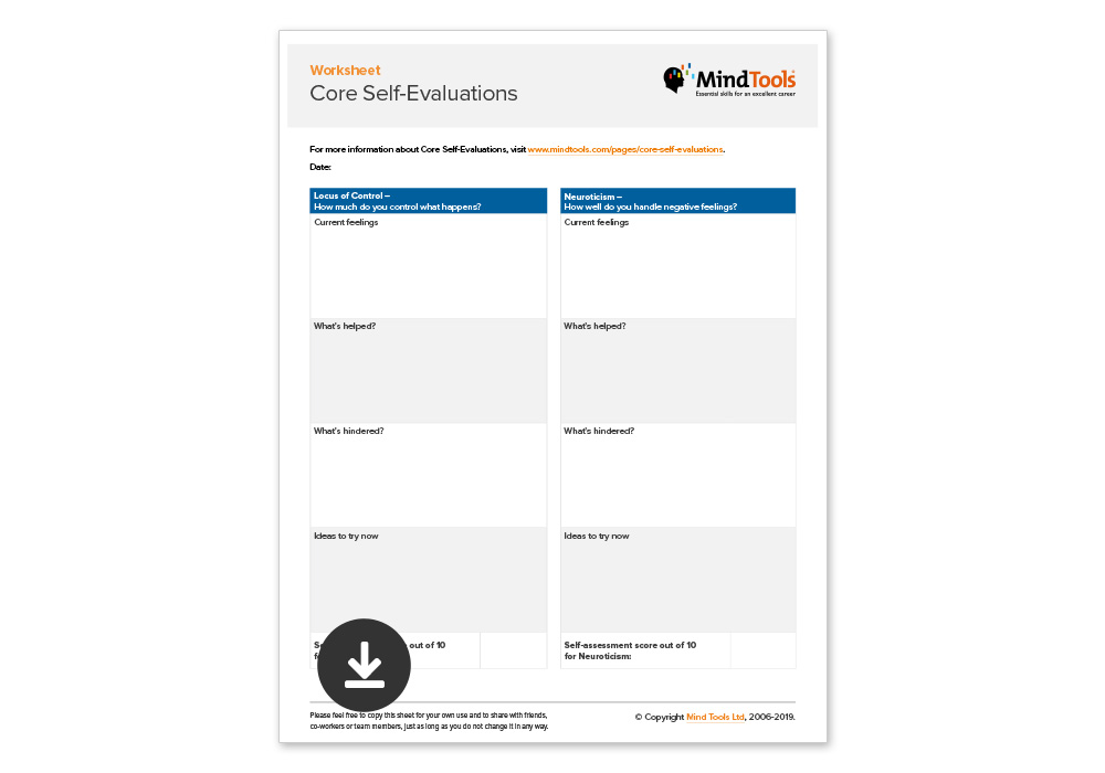 Core Self-Evaluations worksheet